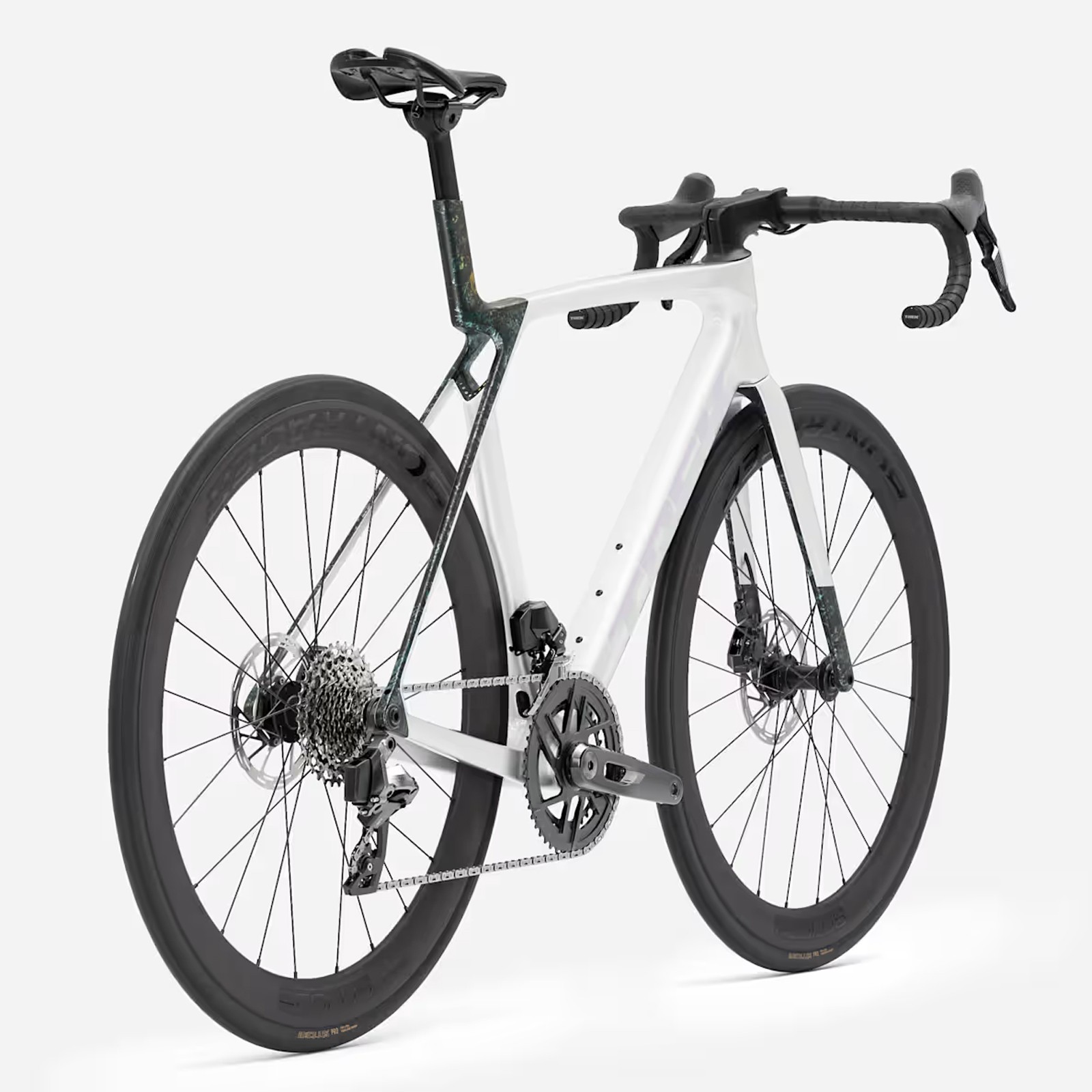 Bicicleta de estrada Trek Madone SL 6 Gen.8 Rival AXS E1 em carbono, branco cristal brilhante/fumê profundo fosco, ano 2026