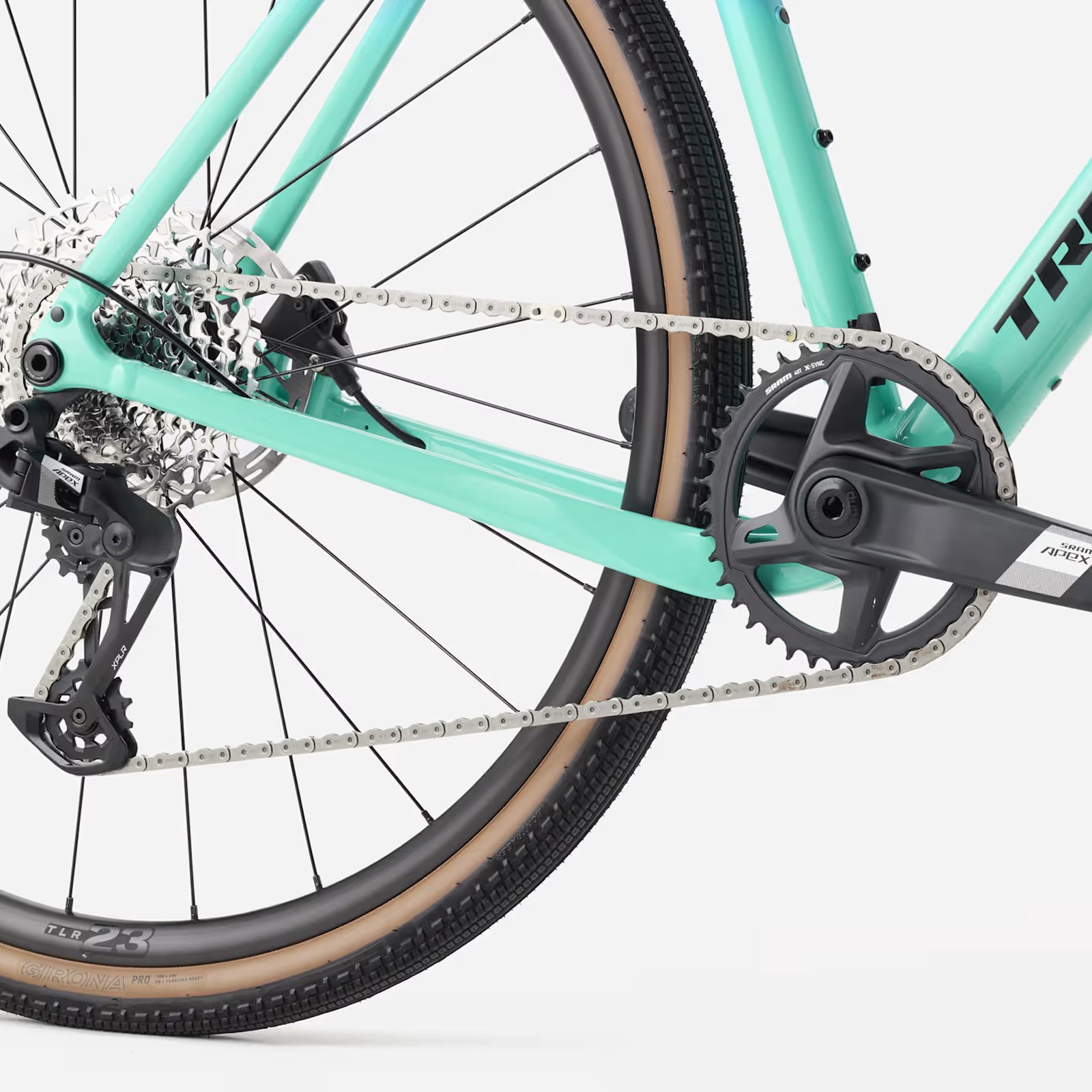 Bicicletta gravel Trek Checkpoint ALR 5 Gen.3 Apex XPLR 12v colore sfumato da blu Fjord a verde Miami, anno 2026.