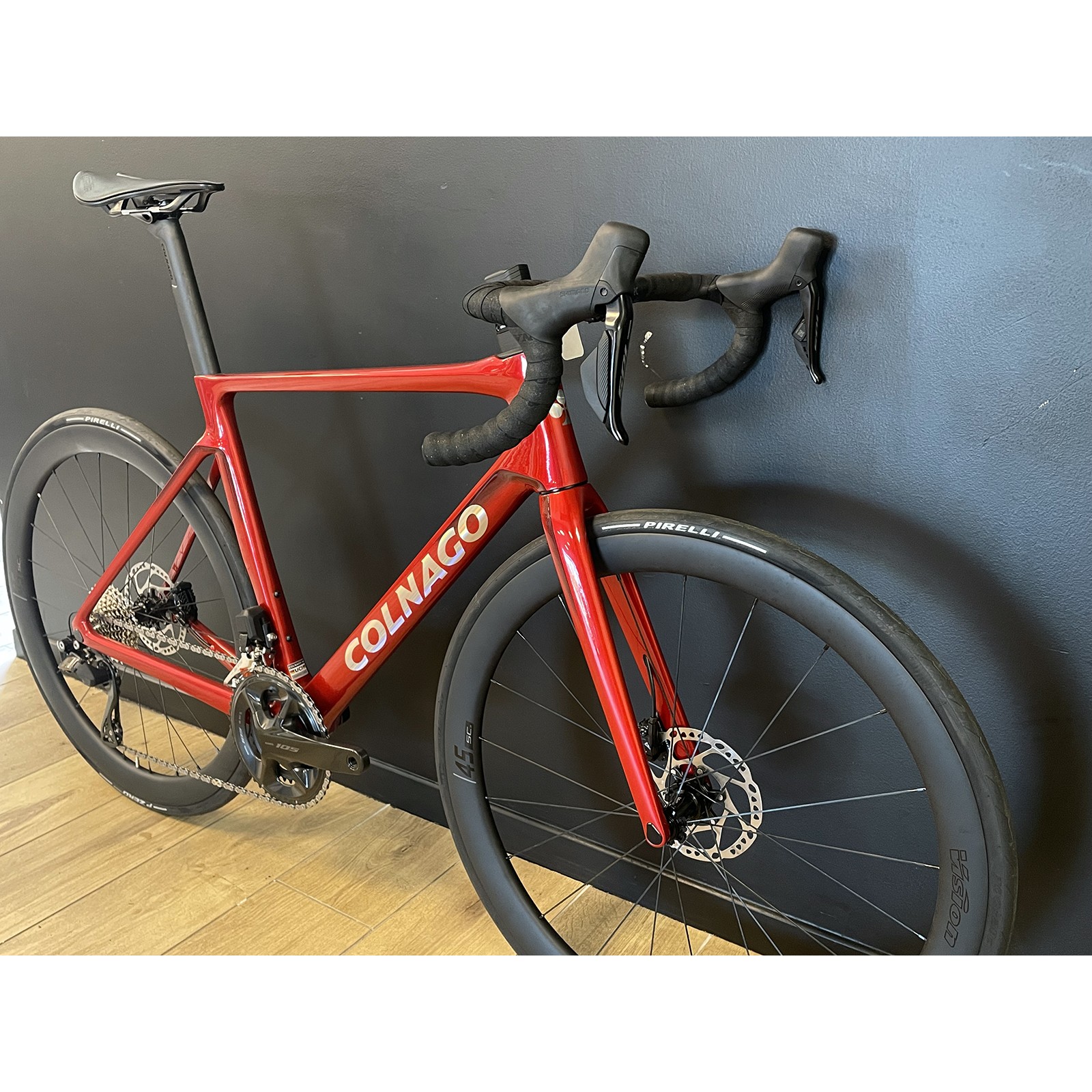 Bicicleta de carretera Colnago V4 Shimano 105 R7170 DI2 12s Vision SC 45 Roja