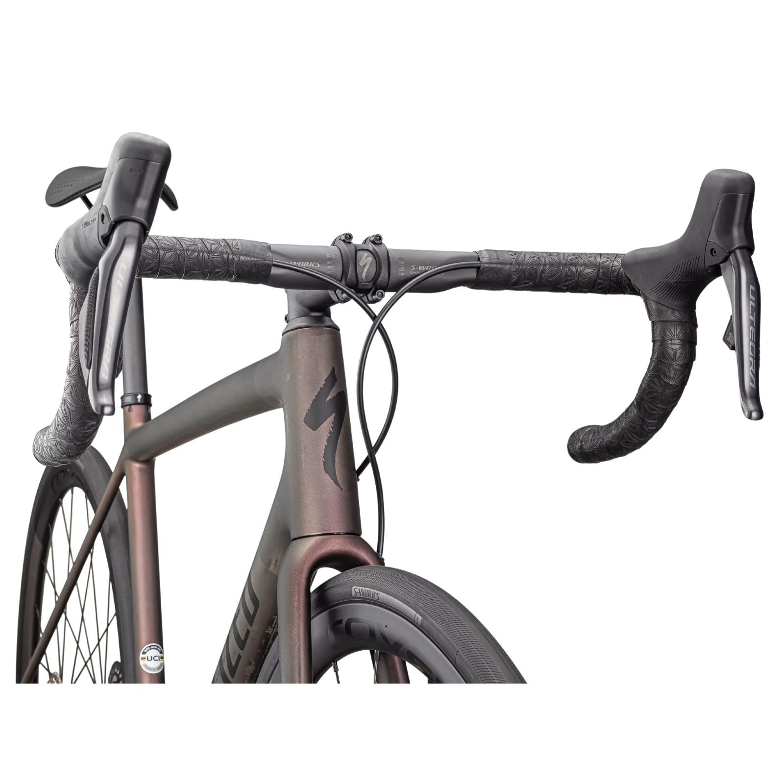 Bicicletta da corsa Specialized Aethos Pro Ultegra DI2 12v Satin Carbon / Red Pearl / Black 2025 in carbonio