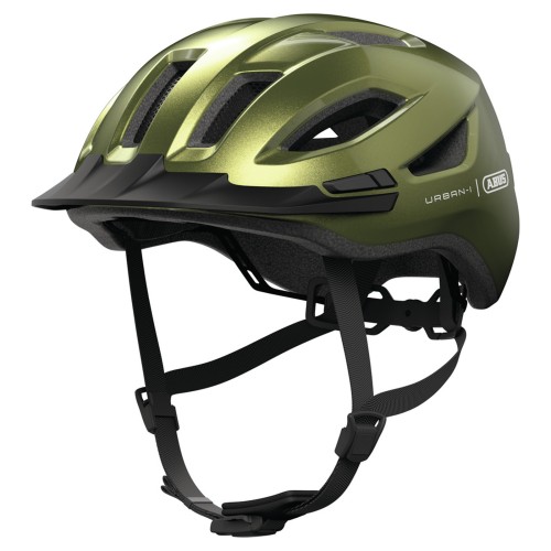 Abus Urban-I 4.0 Pepper Green Fahrradhelm mit wiederaufladbarem Rücklicht