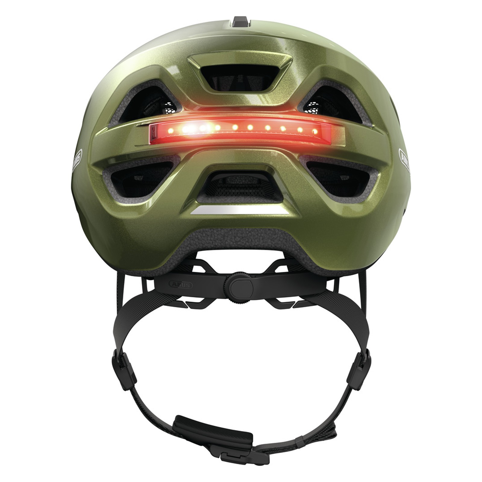 Abus Urban-I 4.0 Pepper Green Fahrradhelm mit wiederaufladbarem Rücklicht