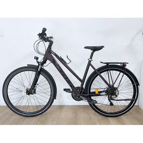 Bicicleta híbrida Scott Sub Sport 20 usada, color morado, para mujer, modelo 2020