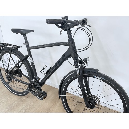 Bicicleta híbrida masculina Scott Sub Sport 20 preta usada, ano 2019.