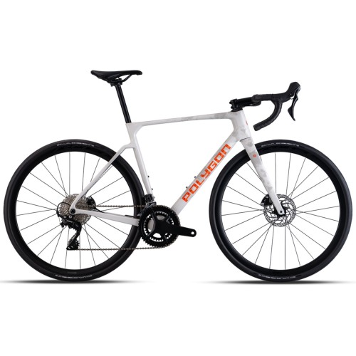 Bicicleta de carretera Polygon Strattos 6 de carbono Shimano Tiagra 11v Blanco / Bronce 2027