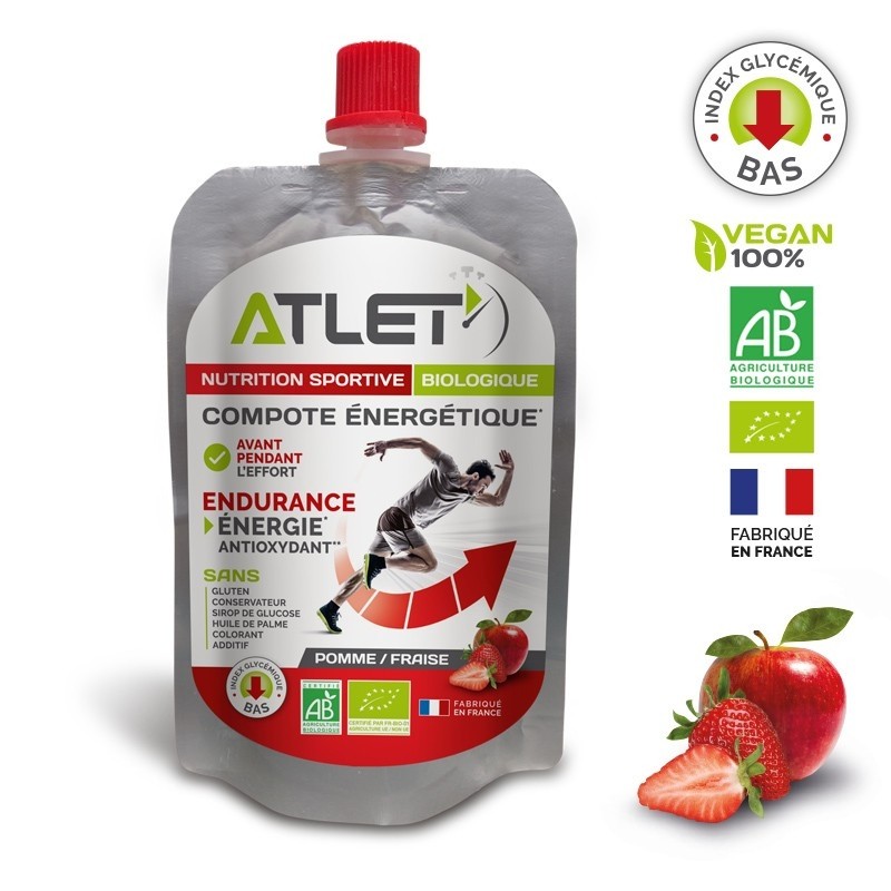 Atlet Organic Apple Strawberry Energy Compote 100g