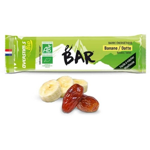 Barra energética Overstims e-Bar de plátano y dátil orgánicos, 25 g
