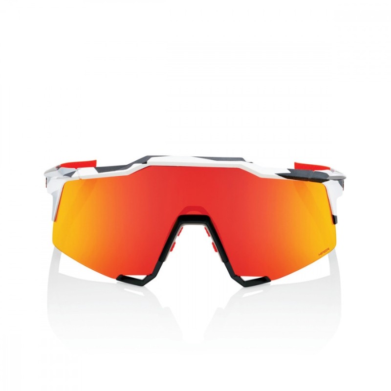 100% Speedcraft Soft Tact fietsbril in grijs camouflagepatroon - Hyper Red