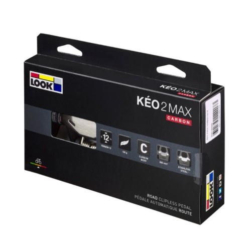 Pédales Look Keo 2 max carbone vue packaging