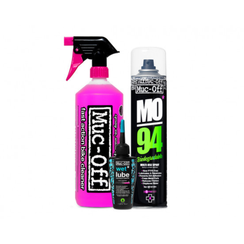 Pack Muc-Off wash and lube wet vue globale