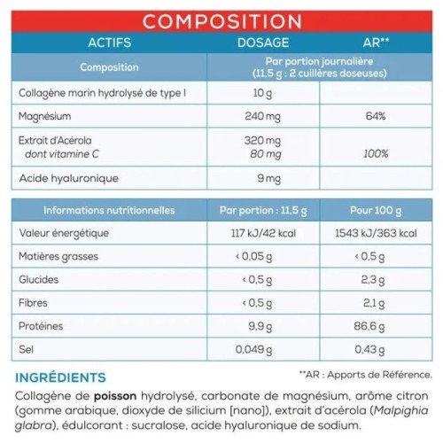 Spierverslapper - Collageen Marin Poeder - 300 g - Saveur Citron