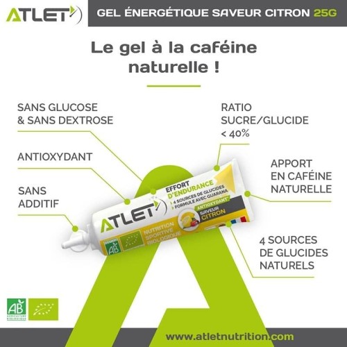 Atlet Zitronen-/Bio-Guarana-Energiegel 25 g