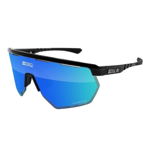 Scicon Aerowing Schwarz glänzend / Multimirror Blau - Fahrradbrille