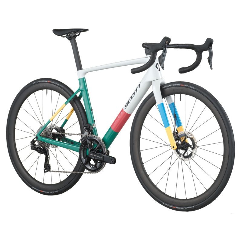 Vélo de route carbone Scott Addict RC Pro 2026 – Gris Béluga / Vert Côtier Vélo de route carbone Scott Addict RC Pro 2026 – Gris Béluga / Vert Côtier